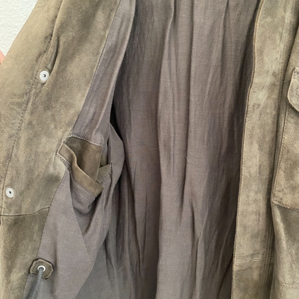 COPY - ALLSAINTS CREW SUEDE LEATHER JACKET GREEN - Picture 3 of 7
